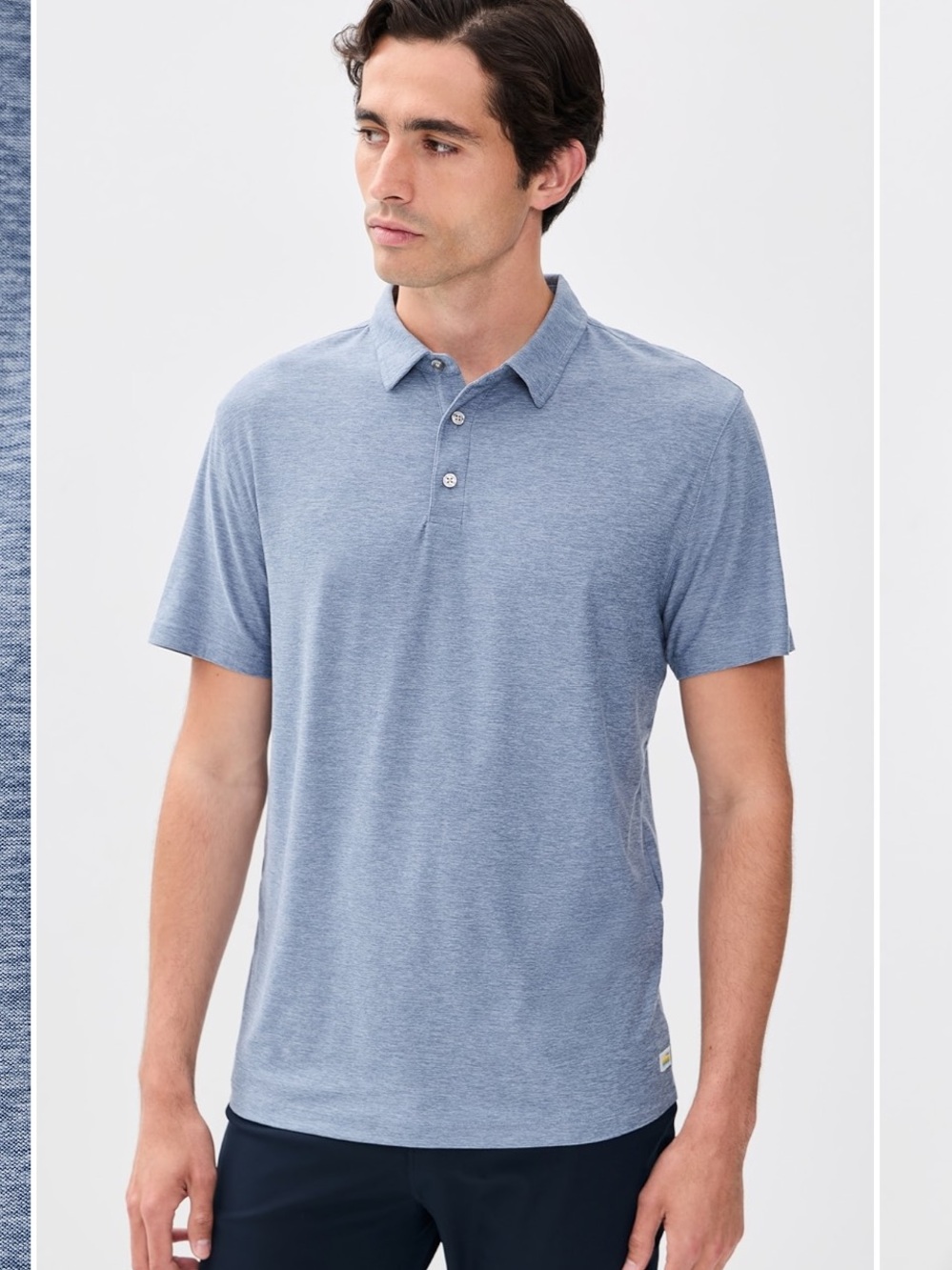 Vuori Strato Tech Polo Short Sleeve Shirt Chambray Heather XXL